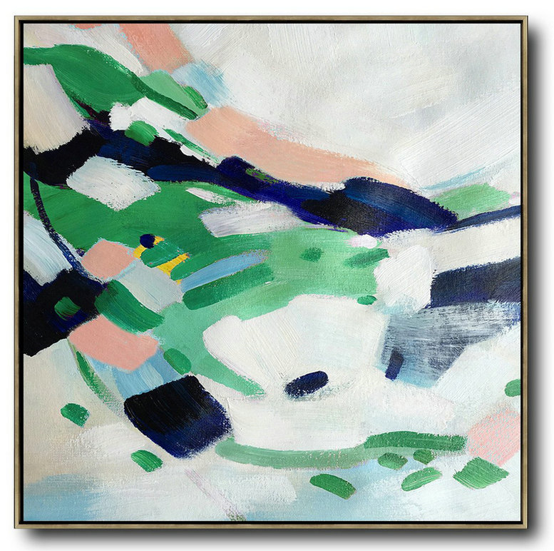 Extra Large Painting,Oversized Contemporary Art,Extra Large Artwork,White,Green,Pink.etc